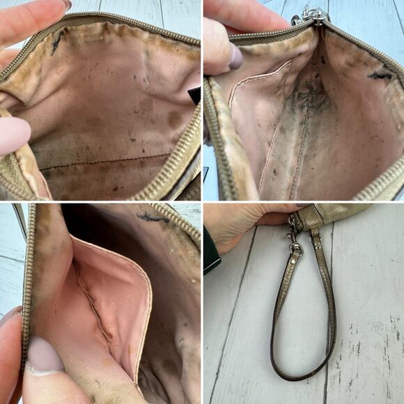 Coach Gold Leather Zip Top Wristlet Clutch Wallet Bag - Picture 9 of 9